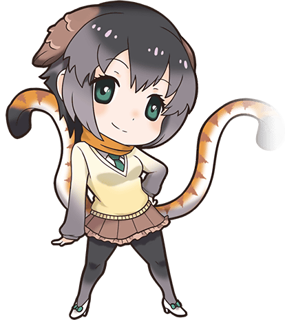 1girl artist_request bird_girl chibi feathered_tail feathered_wings green_eyes grey_hair head_wings kemono_friends necktie skirt superb_lyrebird_(kemono_friends) sweater transparent_background wings