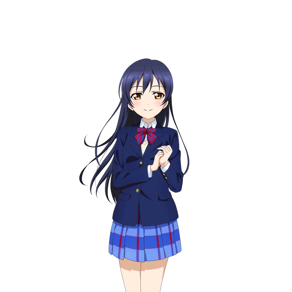 1girl blazer blue_hair blue_jacket blue_skirt blush bow bowtie closed_mouth cowboy_shot diagonal-striped_bow diagonal-striped_bowtie diagonal-striped_clothes dress_shirt hands_up jacket long_hair long_sleeves looking_at_viewer love_live! love_live!_school_idol_festival love_live!_school_idol_project official_art otonokizaka_school_uniform own_hands_together plaid_clothes plaid_skirt pleated_skirt red_bow red_bowtie school_uniform shirt skirt smile solo sonoda_umi standing striped_clothes transparent_background white_shirt winter_uniform yellow_eyes