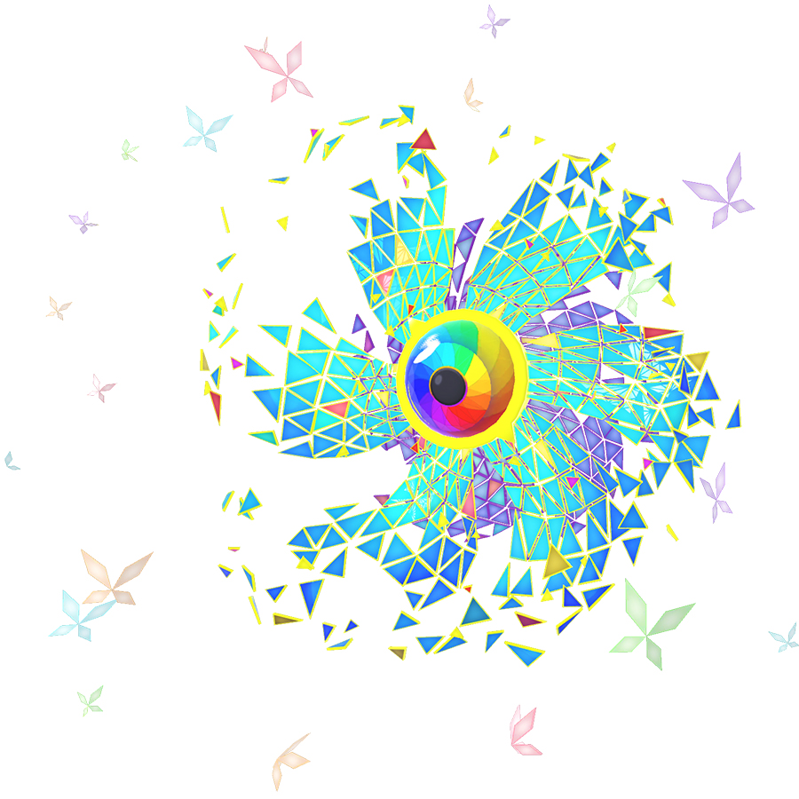 bug butterfly circle digimon digimon_rearise insect monster rainbow_gradient rainbow_order simple_background spiral_(digimon) spiral_origin triangle white_background