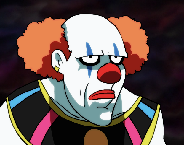 10s 1boy artist_request batman:_the_animated_series batman_(series) clown colored_skin dc_comics dragon_ball dragon_ball_super male_focus meme parody solo style_parody vermoud white_skin
