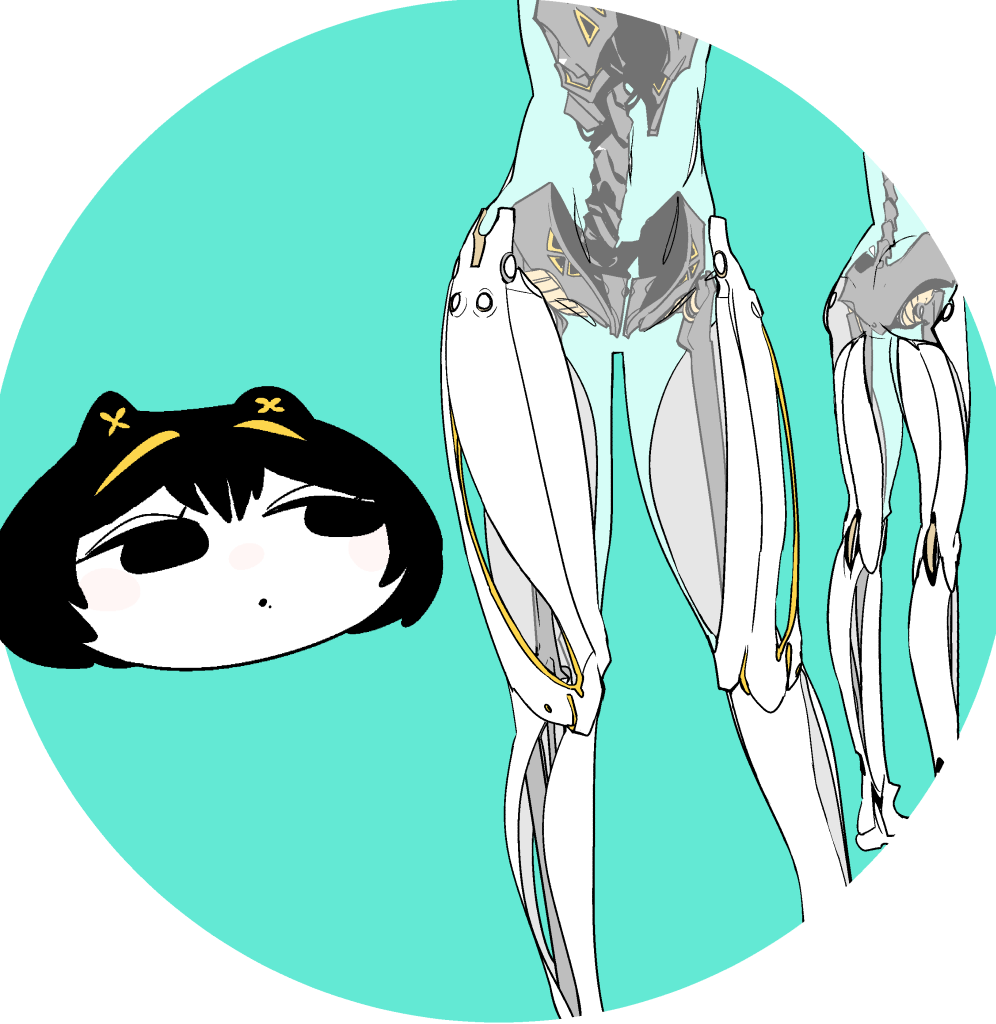 1girl :o animal_ears black_eyes black_hair blue_background cat_ears colored_skin idkuroi kokubunji_suou mechanical_ears mole mole_under_mouth original parted_lips robot solo spine standing see-through_body white_skin wide_face