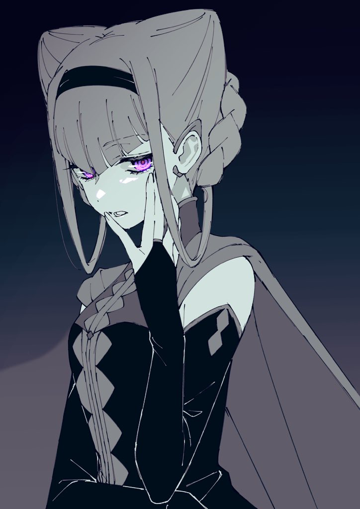 1girl braid bridal_gauntlets cape cone_hair_bun detached_sleeves hair_bun hairband hugtto!_precure limited_palette long_hair long_sleeves open_mouth pink_eyes precure ruru_amour shirako_love solo upper_body
