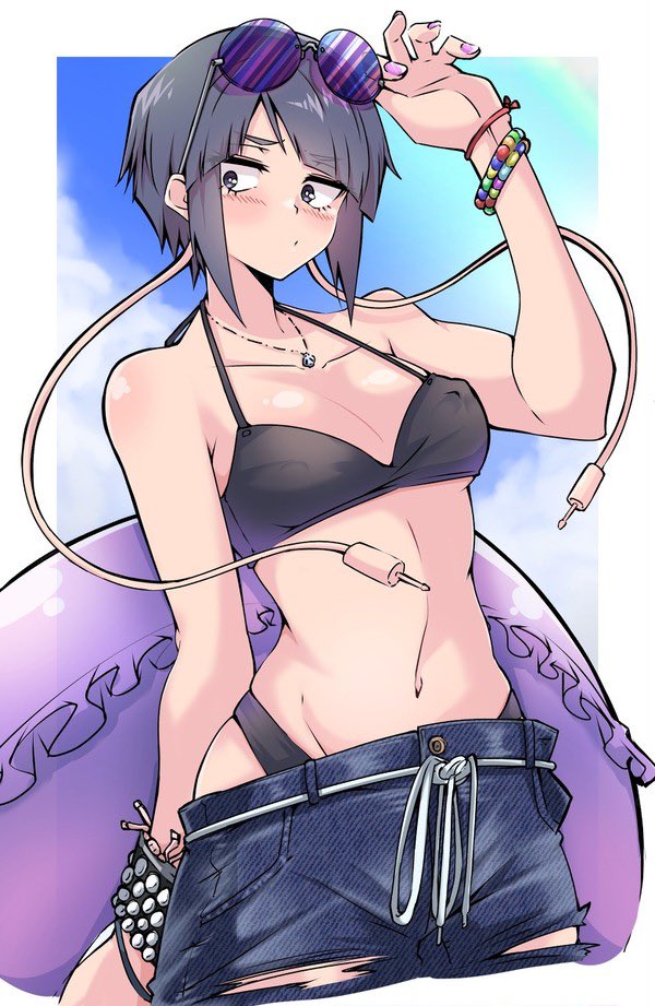 1girl bikini boku_no_hero_academia breasts cleavage jiro_kyoka medium_breasts navel shinonome_mozuku solo stomach swimsuit