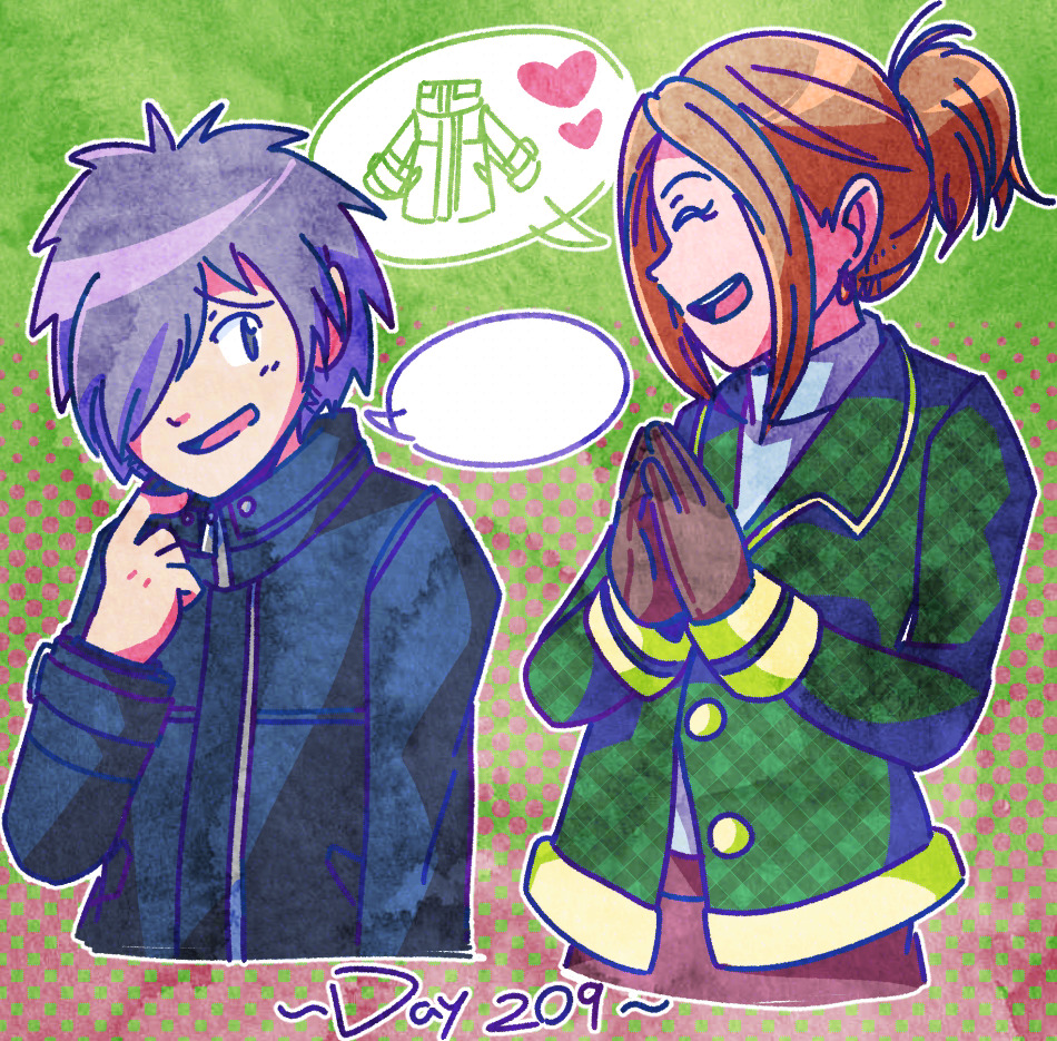 1boy 1girl brown_hair digimon digimon_adventure_02 digimon_adventure_02:_the_beginning owada_rui smile tachikawa_mimi winter_clothes