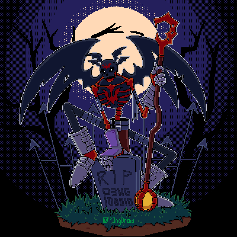belt digimon digimon_(creature) gloves looking_at_viewer mark_of_evil skeleton skullsatamon solo wings
