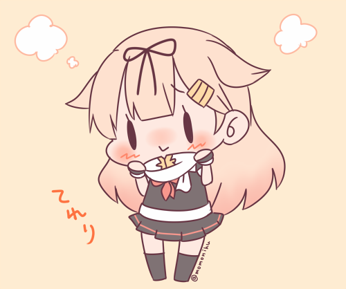10s 1girl :&gt; :v bad_id bad_twitter_id black_legwear black_ribbon blonde_hair blush chibi closed_mouth commentary_request female_focus hair_flaps hair_ornament hair_ribbon hairclip kantai_collection long_hair lowres momoniku_(taretare-13) no_shoes pleated_skirt red_ribbon ribbon scarf simple_background skirt solid_oval_eyes solo translation_request twitter_username yuudachi_(kancolle) yuudachi_kai_ni_(kancolle)