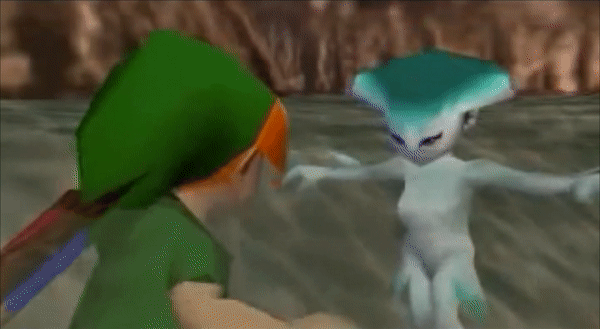 1boy 1girl 3d animated animated_gif cutscene fish_girl link nintendo princess_ruto screencap swimming the_legend_of_zelda the_legend_of_zelda:_ocarina_of_time video_game_screencap young_link zora