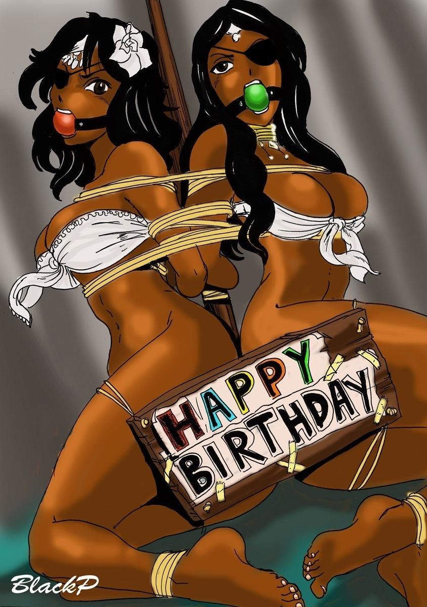 amputee ball_gag barefoot bdsm belly_dancer bikini black_hair bondage bottomless bound breasts brown_eyes cleavage dark_skin distressed eyepatch feet gag gagged gypsy hair_ornament highres jewelry long_hair midriff missing_arm missing_limb navel swimsuit thighs toes