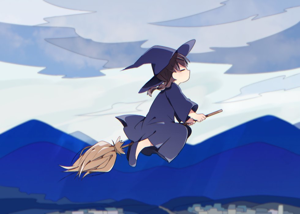 1girl braid dress female_focus from_side hat long_hair madotsuki solo suyazzz_(soyoyon) witch witch_hat yume_nikki
