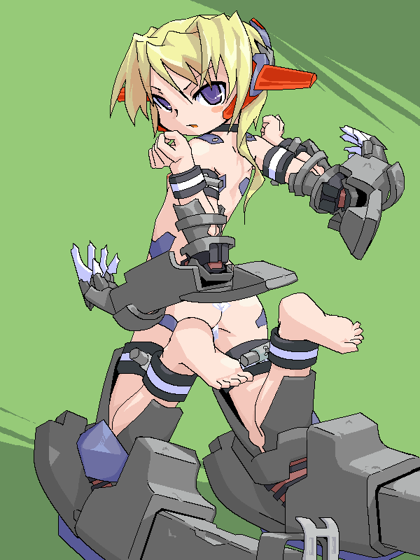 1girl ass barefoot feet female_focus mecha_musume mof nipples nude oekaki original soles solo