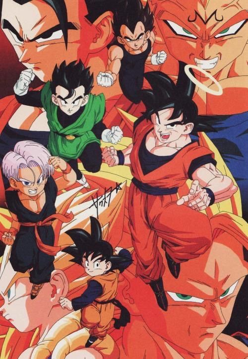 5boys brothers dragon_ball dragonball_z father_and_son fighting_stance fusion gotenks happy majin_vegeta multiple_boys muscular muscular_male official_art potential_unleashed saiyan serious siblings smile son_gohan son_goku son_goten super_saiyan super_saiyan_2 super_saiyan_3 tagme transformation trunks_(dragon_ball) ultimate_gohan vegeta