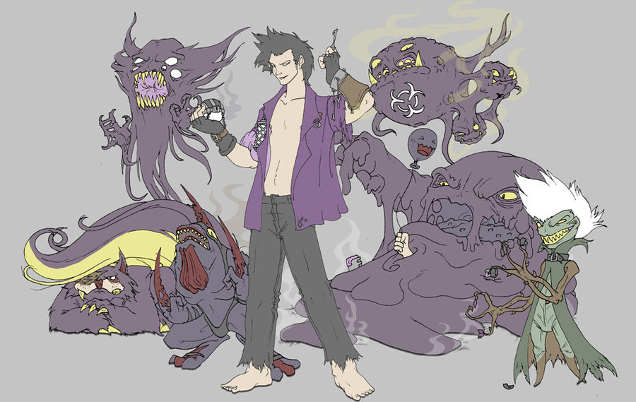 1boy creatures_(company) game_freak gen_1_pokemon gen_2_pokemon gen_4_pokemon haunter muk nintendo pokemon pokemon_(creature) roserade skuntank toxicroak weezing wobbuffet