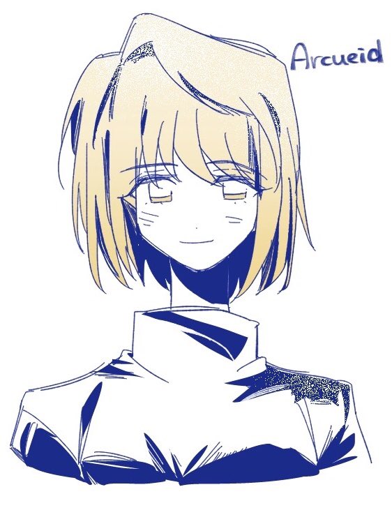 1girl arcueid_brunestud blonde_hair blush breasts english_text ii_nkmk looking_at_viewer profile short_hair simple_background smile sweater tsukihime turtleneck turtleneck_sweater vampire yellow_eyes