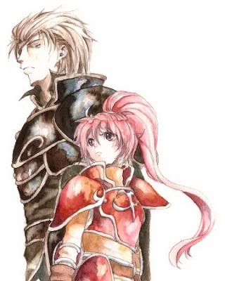 armor black_eyes brown_hair couple eyepatch fire_emblem fire_emblem:_path_of_radiance fire_emblem:_radiant_dawn haar_(fire_emblem) jill_(fire_emblem) long_hair lowres nintendo ponytail red_eyes red_hair serious short_hair wyvern_rider