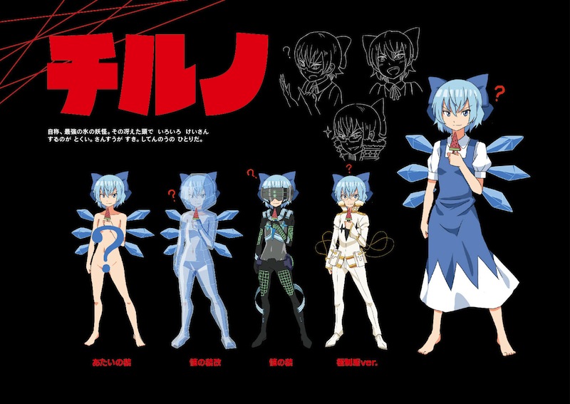 10s 1girl ? blue_eyes blue_hair bow censored censored_nipples cirno convenient_censoring cosplay counting dress food glasses hair_bow ice ice_wings inumuta_houka inumuta_houka_(cosplay) inumuta_houka_(probe_regalia) kill_la_kill novelty_censor open_mouth popsicle ribbon shimouki_izui short_hair smile spoilers touhou translation_request uniform watermelon_bar wings