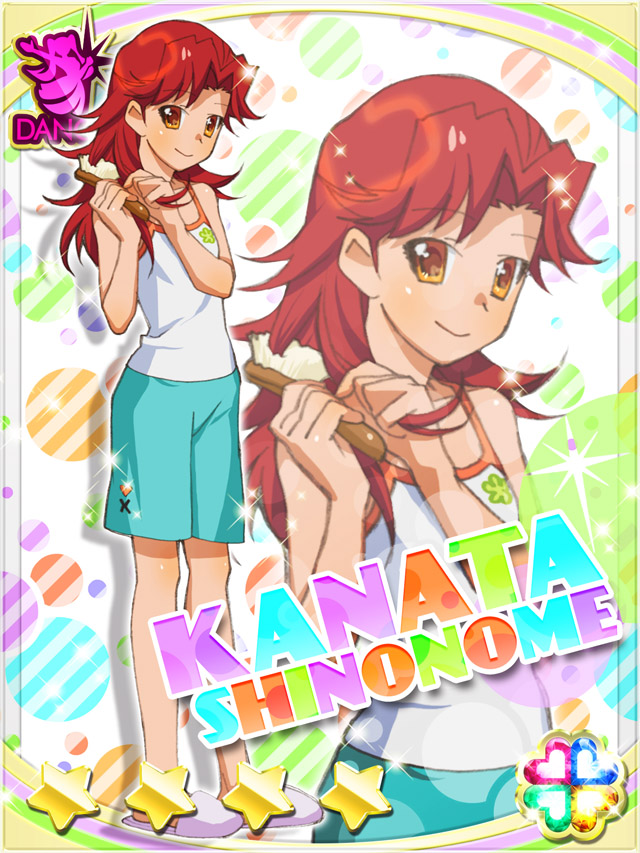 1girl akb0048 aqua_shorts brushing_hair card_(medium) character_name closed_mouth ebata_risa full_body hair_brush hair_down heart holding holding_brush holding_own_hair long_hair non-web_source official_alternate_costume official_art orange_eyes pink_slippers red_hair shinonome_kanata shorts slippers smile solo sparkle standing star_(symbol) three-quarter_sleeves zoom_layer