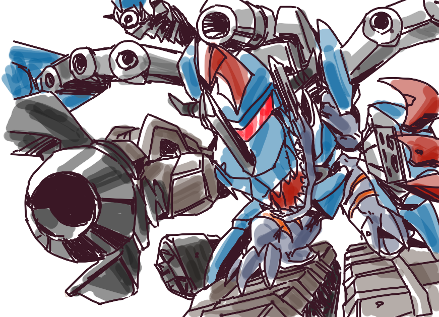 cannon claws deckergreymon digimon digimon_(creature) horns solo tyrannosaurus_rex