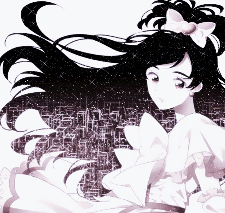 1girl bow bowtie cowboy_shot cure_white dress earrings expressionless floating_clothes floating_hair frilled_arm_warmers frilled_dress frilled_sleeves frills futari_wa_precure greyscale hair_bow hair_ornament heart heart_earrings heart_hair_ornament high_ponytail jewelry long_hair looking_at_viewer magical_girl monochrome nachuchoco parted_lips ponytail precure short_dress short_ponytail short_sleeves simple_background solo split_ponytail swept_bangs tareme very_long_hair white_background yukishiro_honoka