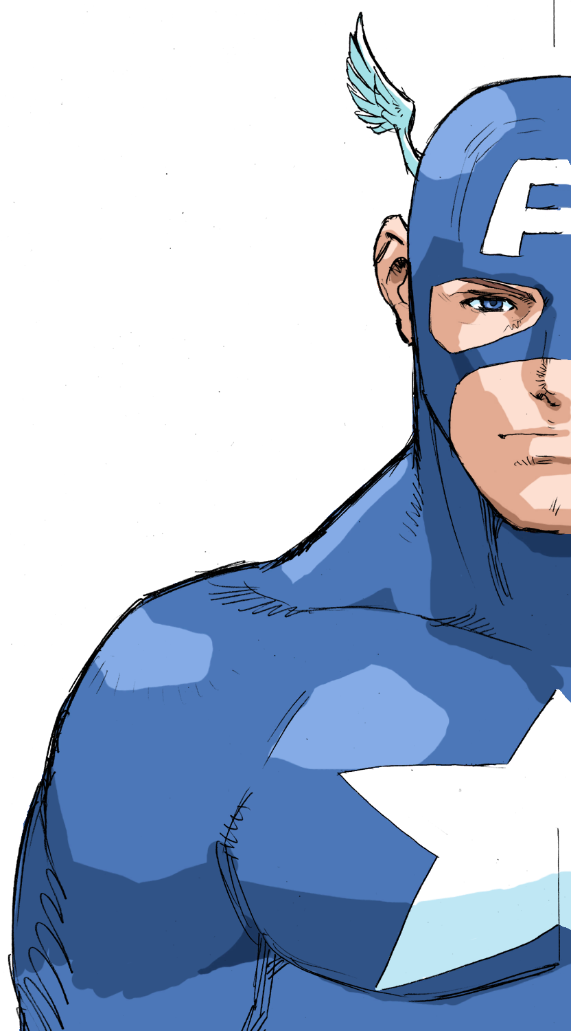 1990s_(style) 1998 1boy bengus blue_bodysuit blue_eyes bodysuit capcom captain_america close-up game_cg highres male_focus marvel marvel_vs._capcom mask muscular non-web_source official_art retro_artstyle simple_background solo split_image star_(symbol) superhero_costume upper_body