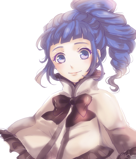 1girl ange_serena blue_eyes blue_hair capelet dress frills long_hair ponytail ribbon smile tales_of_(series) tales_of_innocence
