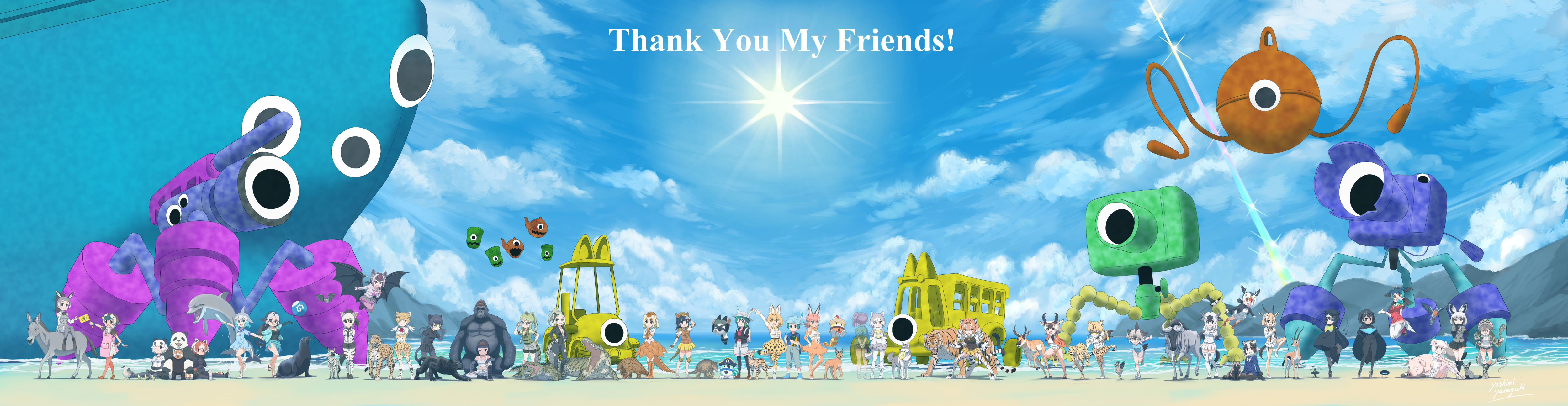 1boy :d aardwolf_(kemono_friends) absurdres angry animal animal_ear_fluff animal_ears animal_print antennae apron arm_up arms_behind_back ascot atlantic_puffin_(kemono_friends) back backpack bag ball bare_arms bare_legs bare_shoulders bat-eared_fox bat-eared_fox_(kemono_friends) bat_ears beach bike_shorts bird bird_tail bird_wings black_gloves black_hair black_legwear black_leopard_(kemono_friends) black_skirt blonde_hair blouse blue_dress blue_eyes blue_shirt blue_vest blue_wildebeest_(kemono_friends) blush boots bow bowtie brown_eyes brown_footwear brown_hair bucket_hat buruma california_sea_lion_(kemono_friends) caracal caracal_(kemono_friends) cellien_(kemono_friends) cetacean_tail cheetah cheetah_(kemono_friends) cheetah_ears cheetah_tail claws clenched_hands cloak closed_mouth clothes_around_waist clothes_writing cloud collared_shirt combat_knife common_bottlenose_dolphin_(kemono_friends) common_vampire_bat_(kemono_friends) crossed_arms dog dog_(mixed_breed)_(kemono_friends) dog_ears dog_girl dolphin donkey_(kemono_friends) dot_nose dress duck elbow_gloves extra_ears eyepatch fighting_stance fins fish_tail floating_hair flying frisbee full_body garrison_cap giant_panda_(kemono_friends) gloves gradient_clothes gradient_hair greater_roadrunner_(kemono_friends) green_eyes green_hair grey_hair grey_legwear hair_between_eyes hair_tubes hand_on_own_hip hand_up happy hat hat_feather head_wings height_difference heterochromia high-waist_skirt highres hood hoodie horizontal_pupils horns husky jacket japari_symbol jumping kaban_(kemono_friends) kemono_friends kemono_friends_2 knife kyururu_(kemono_friends) layered_sleeves leaning_forward leg_up legs leopard_(kemono_friends) leopard_print lesser_panda_(kemono_friends) light_brown_hair long_hair long_image long_sleeves looking_at_another looking_at_viewer lucky_beast_(kemono_friends) medium_hair miniskirt monster mountain multicolored_bow multicolored_gloves multicolored_hair multiple_girls name_connection nana_(kemono_friends) necktie ocean okinawa_habu_(kemono_friends) one_eye_closed open_arms open_clothes open_jacket open_mouth orange_legwear outstretched_arms outstretched_hand panda panda_ears pantyhose passenger_pigeon_(kemono_friends) pencil_skirt pig pig_(kemono_friends) pig_ears pigeon pink_apron pink_hair pink_legwear pirate_hat poncho ponytail print_gloves print_legwear print_skirt pronghorn pronghorn_(kemono_friends) puffy_sleeves purple_legwear raccoon red_hair red_panda red_shirt roadrunner_(animal) robot running saltwater_crocodile_(kemono_friends) sand sandals scarf school_uniform sea_lion serval serval_(kemono_friends) shirt shoes short_hair short_over_long_sleeves short_sleeves shorts shoulder_bag siberian_tiger_(kemono_friends) sidelocks sitting sitting_on_animal size_difference sketchbook skirt sky sleeping sleeveless smile snake snake_tail sneakers socks spectacled_caiman_(kemono_friends) sportswear spot-billed_duck_(kemono_friends) standing standing_on_one_leg sun sunlight superb_bird-of-paradise_(kemono_friends) sweater swimsuit t-shirt tail tanuki tanuki_(kemono_friends) thighhighs thighs thomson's_gazelle_(kemono_friends) tiger tiptoes track_jacket two-tone_hair v-shaped_eyebrows very_long_hair vest walking wariza water weapon western_lowland_gorilla_(kemono_friends) western_parotia_(kemono_friends) white_gloves white_hair white_legwear white_shirt white_shorts white_skirt wide_image wildebeest wings yamaguchi_yoshimi yellow_eyes yellow_skirt zettai_ryouiki