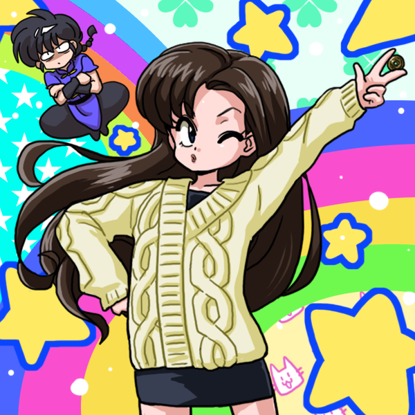 ninomiya_hinako ranma_1/2 saotome_ranma sweater wanta_(futoshi)