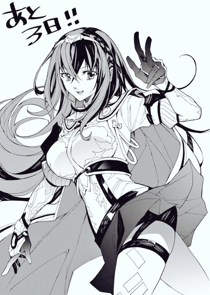 1girl female_alear_(fire_emblem) cape commentary_request cowboy_shot crossed_bangs fire_emblem fire_emblem_engage from_side greyscale konnichi_warou long_hair looking_at_viewer looking_to_the_side monochrome nintendo open_mouth pleated_skirt skirt solo w