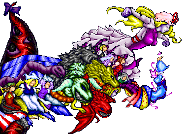 1990s_(style) 6+girls alice_margatroid chen cosplay dotturu exdeath final_fantasy final_fantasy_v gap_(touhou) konpaku_youmu letty_whiterock lowres lunasa_prismriver lyrica_prismriver merlin_prismriver multiple_girls neo_exdeath neo_exdeath_(cosplay) perfect_cherry_blossom pixel_art retro_artstyle saigyouji_yuyuko touhou transparent_background yakumo_ran yakumo_yukari