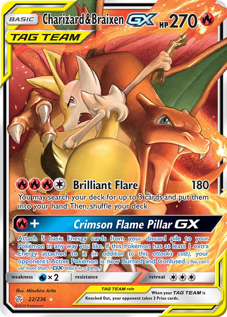 arita_mitsuhiro artist_name braixen branch breath_weapon breathing_fire card_(medium) character_name charizard claws company_name copyright_name copyright_notice creatures_(company) dragon english_text fangs fire game_freak gen_1_pokemon gen_6_pokemon holding holding_branch nintendo official_art open_mouth pokemon pokemon_(creature) pokemon_card pokemon_focus pokemon_tcg smile third-party_source tongue trading_card