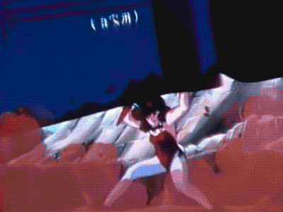1980s_(style) 1girl animal_ears animated animated_gif black_eyes brown_hair daicon daicon_bunny_girl daicon_iv dyna_robo fake_animal_ears female_focus gainax leotard lowres mecha oldschool playboy_bunny rabbit_ears retro_artstyle robot solo