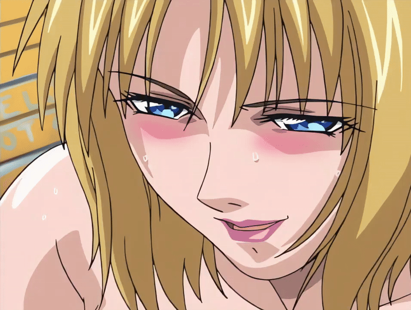00s 1futa 2001 animated animated_gif anime_screenshot bare_shoulders bible_black bible_black_night_of_the_walpulgiss blonde_hair blue_eyes blush collarbone cross futanari grin implied_futanari implied_sex jewelry kitami_reika lipstick makeup nurse school_nurse short_hair smile tagme witch