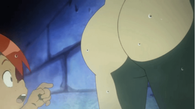 anal anal_fingering animated animated_gif anus ass bath fingering gimmy_adai male_penetrated onsen outdoors simon tengen_toppa_gurren_lagann