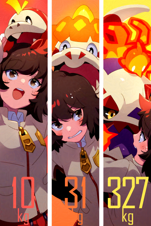 1girl black_sclera brown_eyes brown_hair colored_sclera crocalor crocodile crocodilian echo_(circa) evolutionary_line fire fire_bird_(skeledirge) fuecoco grey_jacket jacket medium_hair naranja_academy_school_uniform nintendo ohara_(pokemon) on_head open_mouth pokemon pokemon:_paldean_winds pokemon_(creature) pokemon_on_head pokemon_sv school_uniform skeledirge smile yellow_eyes zipper_pull_tab