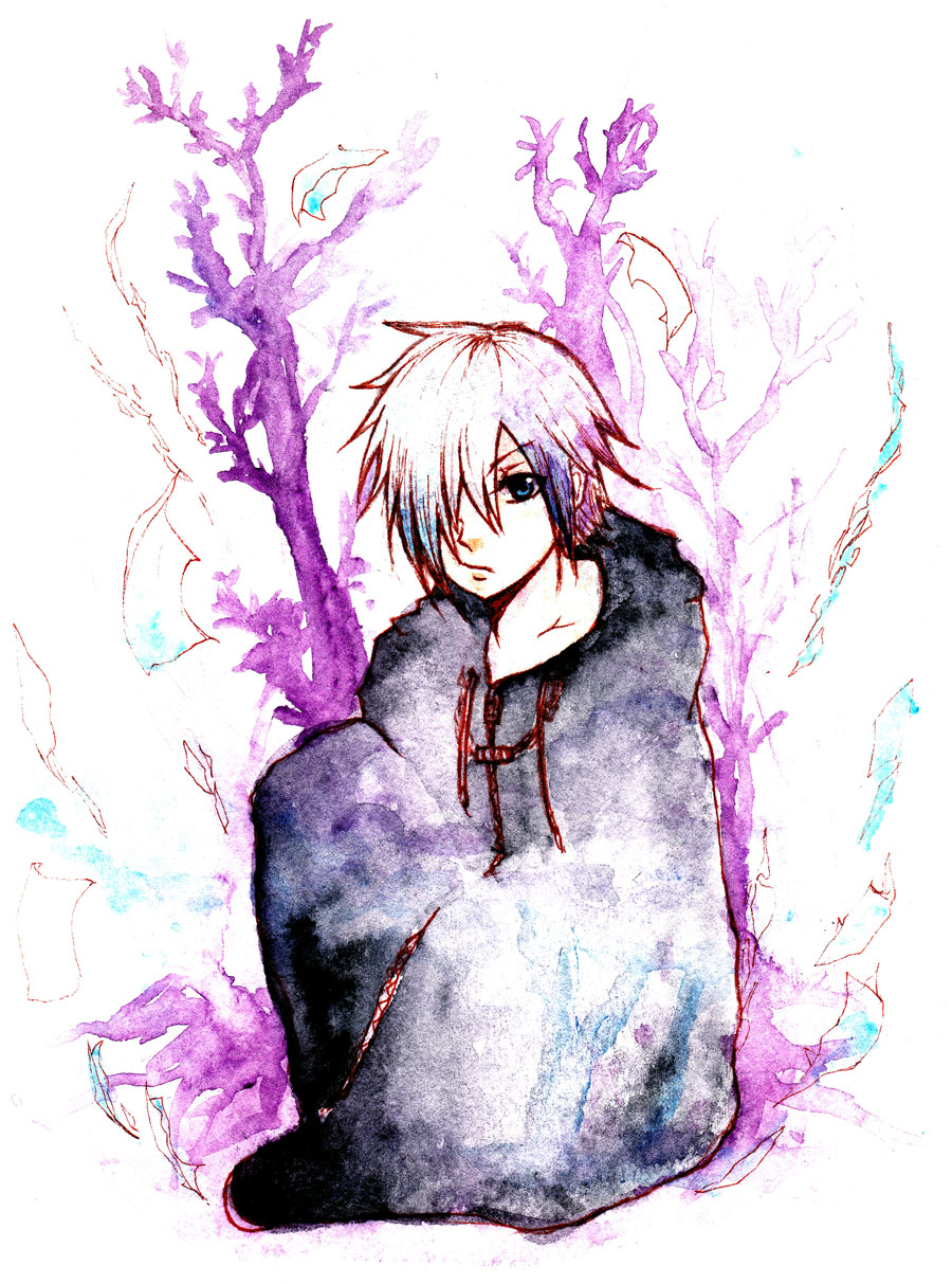 1boy black_coat_(kingdom_hearts) blue_eyes blue_hair cloak hair_over_one_eye highres kingdom_hearts male_focus matching_hair/eyes solo xion81314 zexion