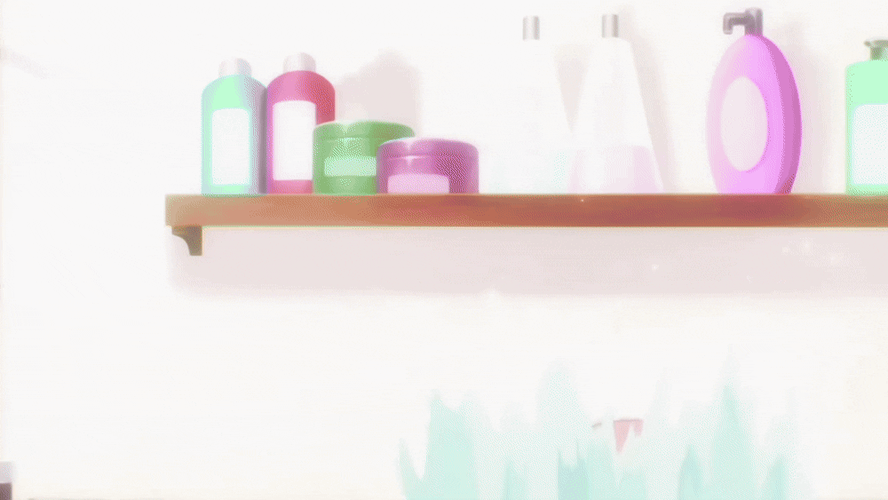 1girl animated animated_gif ass back backboob bathroom blush bouncing_breasts breasts breasts_squeezed_together closed_eyes completely_nude female_focus from_behind futoku_no_guild green_eyes hair_between_eyes hanabata_nohkins hands_on_own_cheeks hands_on_own_face huge_breasts huge_filesize indoors inverted_nipples nipples nude open_mouth pink_hair shiny_skin short_hair standing teeth thick_thighs thighs upper_teeth_only wet wide_hips window