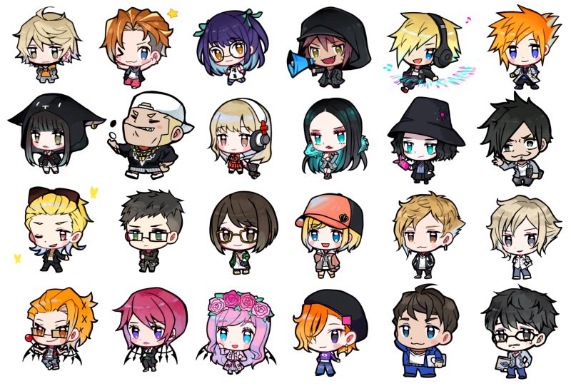 6+boys 6+girls animal animal_hood animal_on_shoulder atarashi_coco ayano_(ntwewy) backpack backwards_hat bag baseball_cap beret bito_daisukenojo bito_raimu black_coat black_hair black_headwear black_wings blue_eyes brown_hair cat_hood chibi clothes_writing coat computer dark-skinned_male dark_skin ear_piercing everyone face_mask facial_mark furesawa_tosai fuya_(ntwewy) glasses grey_hair hair_over_one_eye hat headphones hime_cut hishima_(ntwewy) holding holding_megaphone holding_stuffed_toy hood hoodie iguana_(animal) kaie_(ntwewy) kanade_rindo kanon_(ntwewy) kariya_koki kiryu_yoshiya kubo_(ntwewy) laptop lipstick lizard long_coat long_hair makeup mask matsunae_tsugumi megaphone mikagi_hazuki minamimoto_sho misaki_shiki motoi_(ntwewy) mouth_mask multiple_boys multiple_girls nyantan orange_eyes orange_hair orange_hoodie pants piercing pink_hair plaid_clothes plaid_pants purple_hair purple_shirt rectangular_eyewear round_eyewear sakuraba_neku sakurane_shoka shiba_(ntwewy) shin_subarashiki_kono_sekai shirt spiked_hair spiked_wings stuffed_animal stuffed_cat stuffed_toy subarashiki_kono_sekai sunglasses_on_head susukichi_(ntwewy) undercut usui_nagi whisker_markings white_shirt wings yashiro_uzuki yellow_eyes