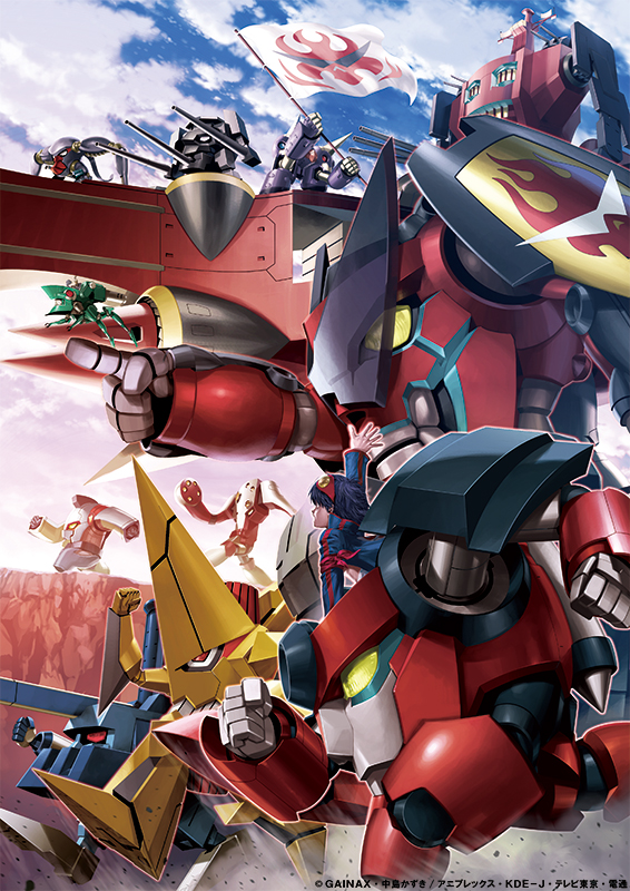 00s ainzer dai-gurren dayakkaiser flag funbolt gainaxtop gurren kidd_knuckle king_kittan lagann mecha moshogun official_art robot shuzack simon_(ttgl) sozoshin tengen_toppa_gurren_lagann twin_boukun waving