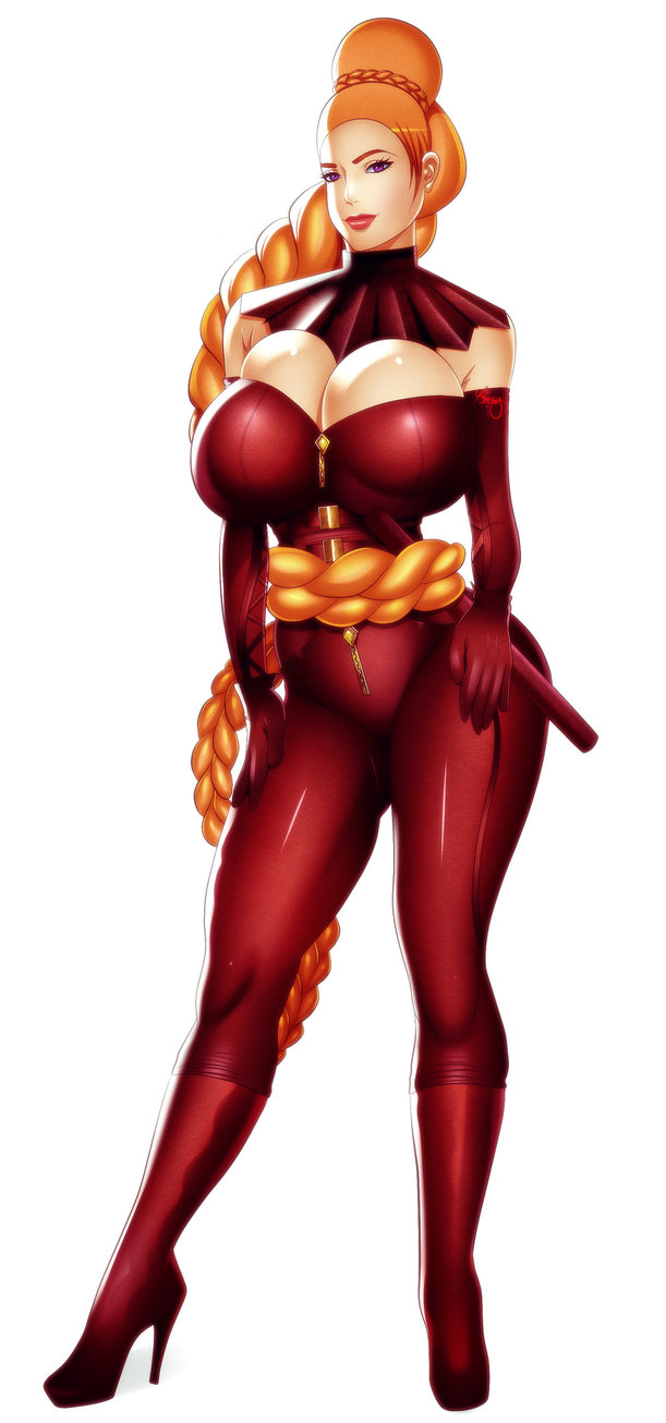 1girl boots breasts cleavage high_heel_boots high_heels highres huge_breasts jassycoco