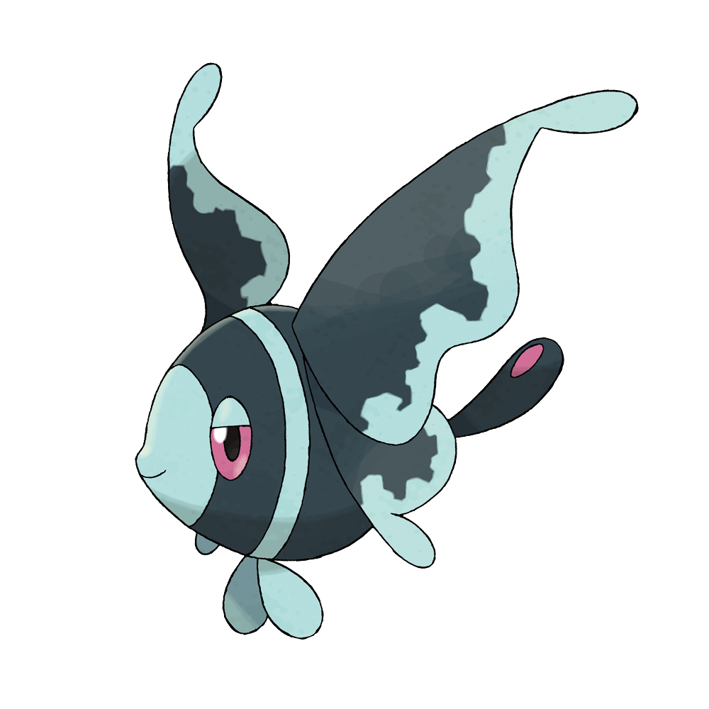 animal_focus closed_mouth fish full_body gen_4_pokemon half-closed_eyes lumineon nintendo no_humans official_art pink_eyes pokemon pokemon_(creature) pokemon_dppt pokemon_focus simple_background smile solo sugimori_ken third-party_source white_background