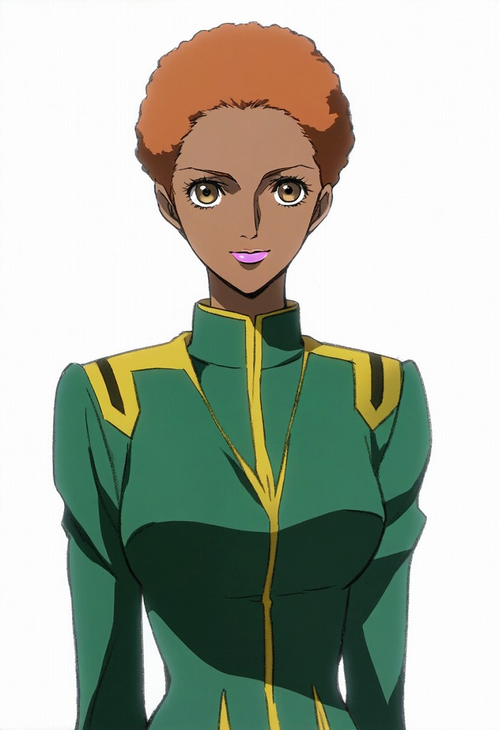 1girl afro brown_eyes brown_hair choujikuu_yousai_macross claudia_lasalle commentary_request dark-skinned_female dark_skin looking_at_viewer macross macross:_do_you_remember_love? military military_uniform original pink_lips redesign science_fiction sketch u.n._spacy upper_body user_cgun2288 white_background