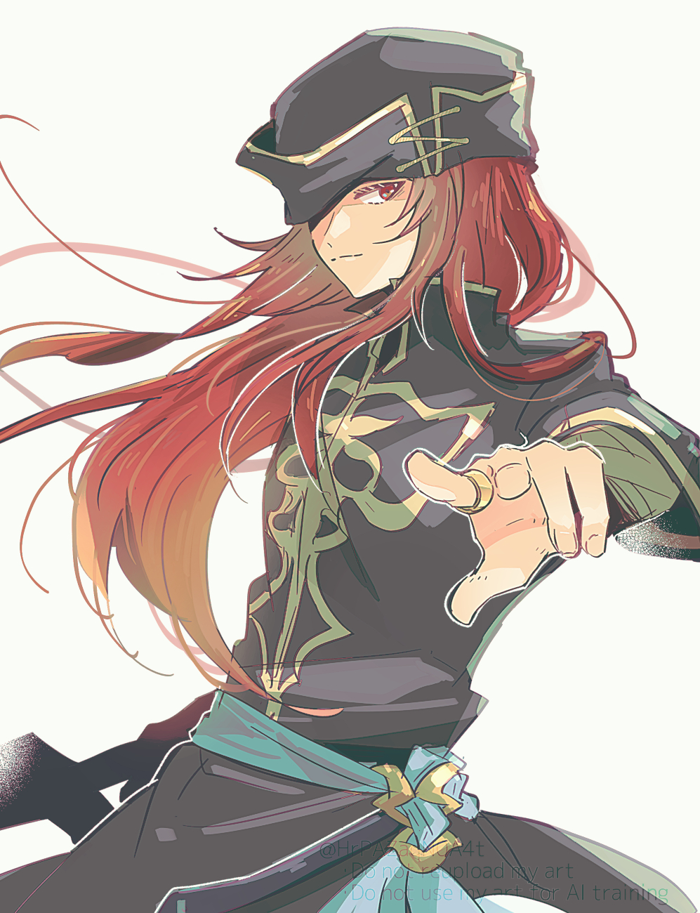 1boy closed_mouth fire_emblem fire_emblem:_the_sacred_stones hat highres hrpazaqn0a4t joshua_(fire_emblem) long_hair looking_at_viewer male_focus nintendo red_eyes red_hair smile solo
