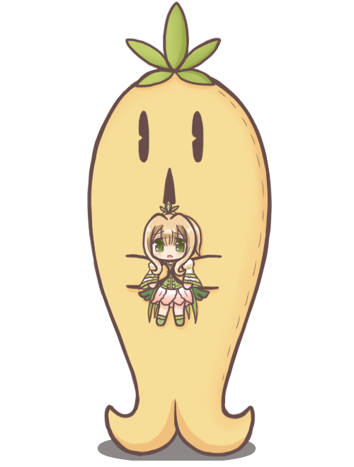 1girl bad_id bad_twitter_id blonde_hair blunt_bangs carrying carrying_person closed_mouth crown full_body green_eyes green_jacket green_shirt hair_between_eyes jacket long_hair long_sleeves looking_at_viewer magia_record:_mahou_shoujo_madoka_magica_gaiden magical_girl mahou_shoujo_madoka_magica mandragora mini_person minigirl open_mouth pleated_skirt reverse_(bluefencer) role_reversal satori_kagome school_uniform shirt sidelocks simple_background skirt solid_oval_eyes solo thighhighs white_background white_skirt