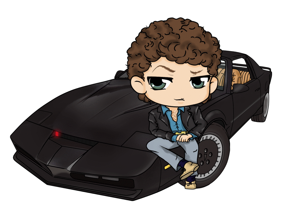 1boy animated animated_gif animification black_jacket blue_legwear blue_shirt body_hair brown_hair buttons car chest_hair chibi closed_mouth collared_shirt curly_hair david_hasselhoff facing_viewer full_body glowing grey_eyes grey_pants jacket k.i.t.t knight_rider leather leather_jacket leg_lift long_sleeves looking_at_viewer male_focus mibu_no_ookami michael_knight motor_vehicle on_car open_clothes open_jacket own_hands_together pants pectorals pontiac pontiac_firebird pontiac_trans-am raised_eyebrow shirt shoes short_hair simple_background sitting smile smirk socks transparent_background vehicle_focus white_background