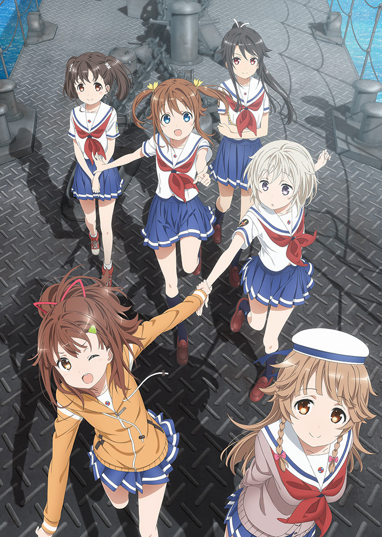 10s 3d 6+girls :o ;d aiguillette arms_behind_back beret black_hair black_socks blonde_hair blue_eyes blue_skirt blush bow braid breasts brown_eyes brown_footwear brown_hair buttons cardigan chain closed_mouth crossed_arms day drawstring emblem flipped_hair flower from_above full_body hair_bow hair_flower hair_ornament hair_ribbon hairclip happy harekaze hat high_ponytail high_school_fleet holding_another&#039;s_wrist hood hood_down hoodie irizaki_mei jacket kneehighs light_brown_hair light_smile long_hair long_sleeves looking_at_another looking_at_viewer looking_up miniskirt misaki_akeno multiple_girls munetani_mashiro neckerchief nosa_kouko ocean official_art one_eye_closed open_mouth outdoors outstretched_arm outstretched_arms own_hands_together pleated_skirt pointing pointing_at_viewer ponytail pulling purple_eyes railing raised_eyebrows red_eyes red_footwear ribbon school_uniform serafuku ship shiretoko_rin shirt shoes short_hair short_sleeves short_twintails side_braid sidelocks skirt small_breasts smile sneakers socks spread_arms standing surprised tateishi_shima twin_braids twintails unbuttoned v_arms water watercraft white_hair white_shirt