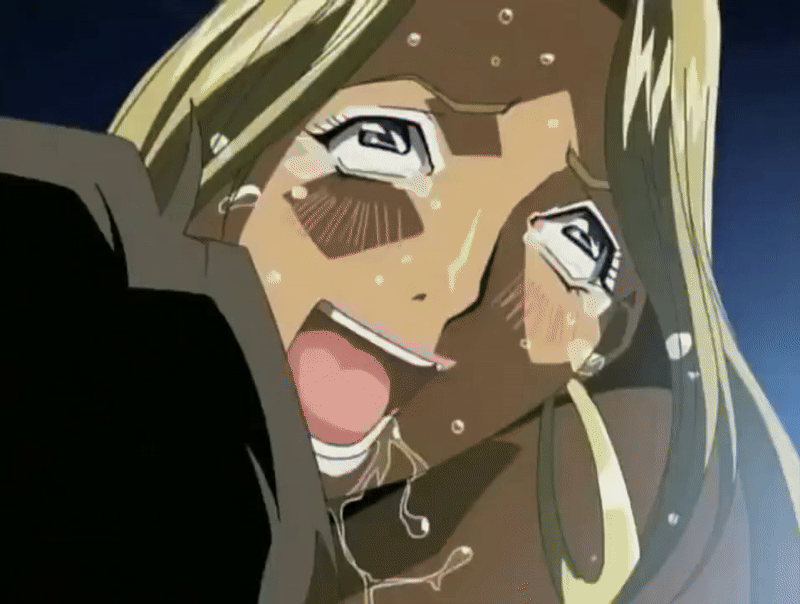 00s 1boy 2004 animated animated_gif blonde_hair blush dark dark-skinned_female dark_skin earrings eyelashes eyeshadow ganguro gyaru hana_no_joshi_ana:_newscaster_etsuko hoop_earrings implied_rape implied_sex jewelry lipstick long_hair makeup mole mole_under_eye purple_eyes sweat tagme tan tears wakabayashi_mayumi