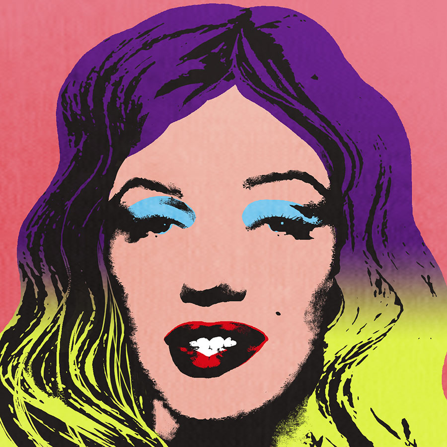 1girl andy_warhol chamupei female_focus fine_art_parody gradient_hair hijiri_byakuren marilyn_monroe multicolored_hair parody portrait style_parody touhou