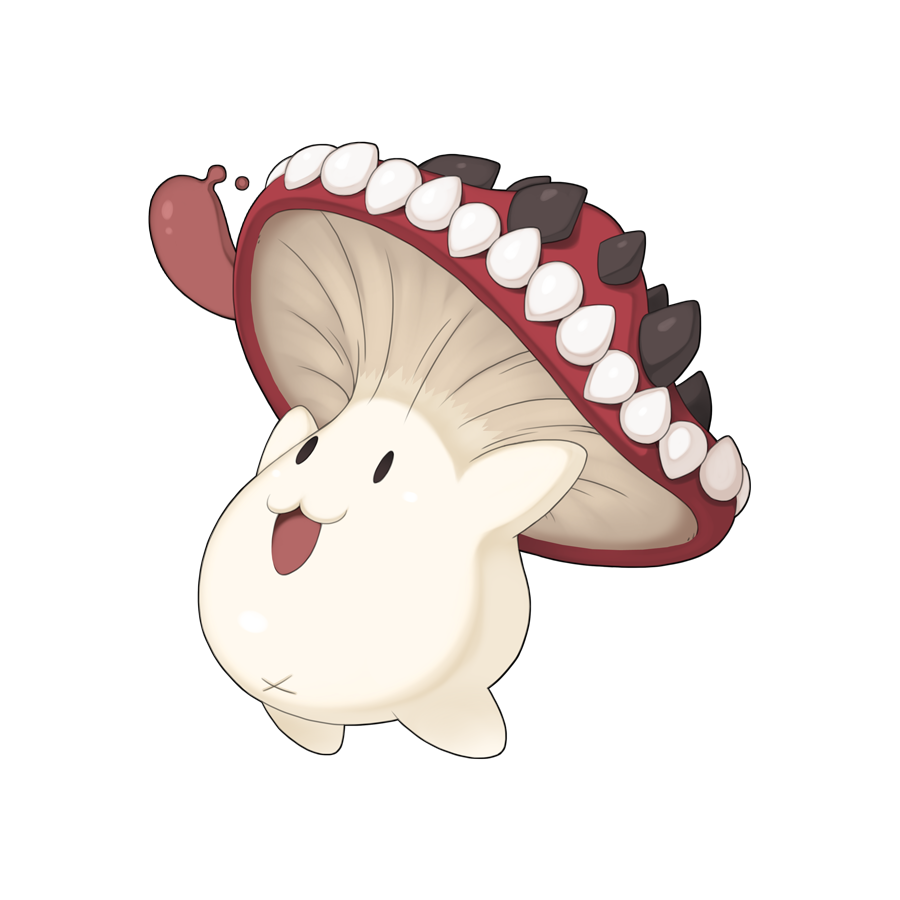 :3 chibi chibi_only creature full_body mushroom no_humans official_art open_mouth ragnarok_online simple_background solo spore_(ragnarok_online) tongue tongue_out transparent_background yuichirou