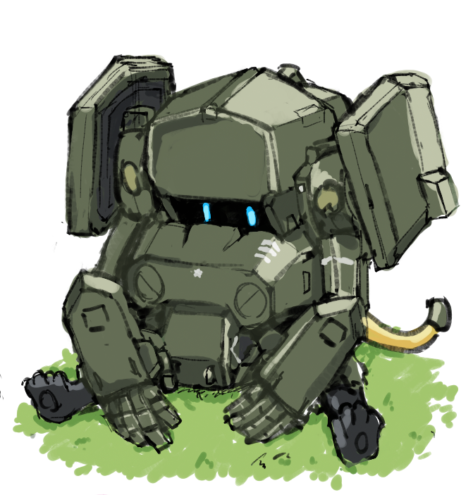 blue_eyes borrowed_character cable jgsdf_type_07_tank_nacchin jugon_sushi looking_ahead mecha no_humans open_hands original robot sitting solo white_background