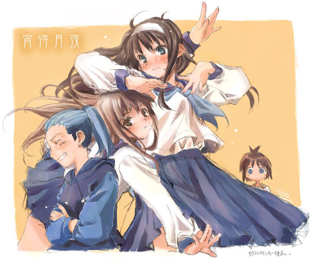 00s misawa_hanei pleated_skirt ponytail school_uniform seo_akira serafuku skirt tohno_akiha tsukihime tsukihime_souka