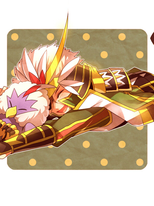 1boy armor bad_id bad_pixiv_id closed_eyes date_masamune feathers gen_5_pokemon lying mojya nintendo nobunaga_no_yabou pokemon pokemon_(creature) pokemon_conquest rufflet